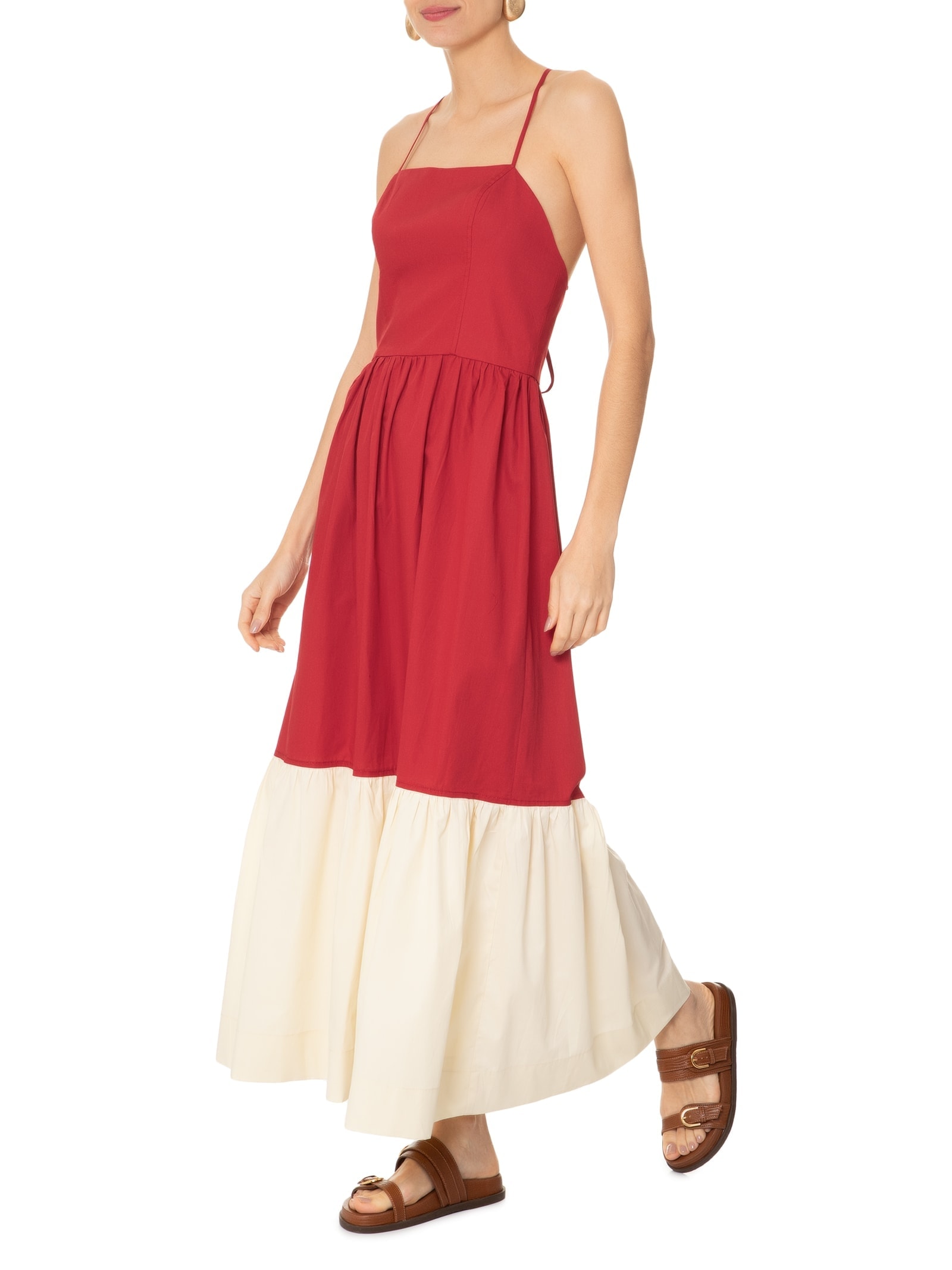 Vestido Longo Bicolor Vermelho Dress To