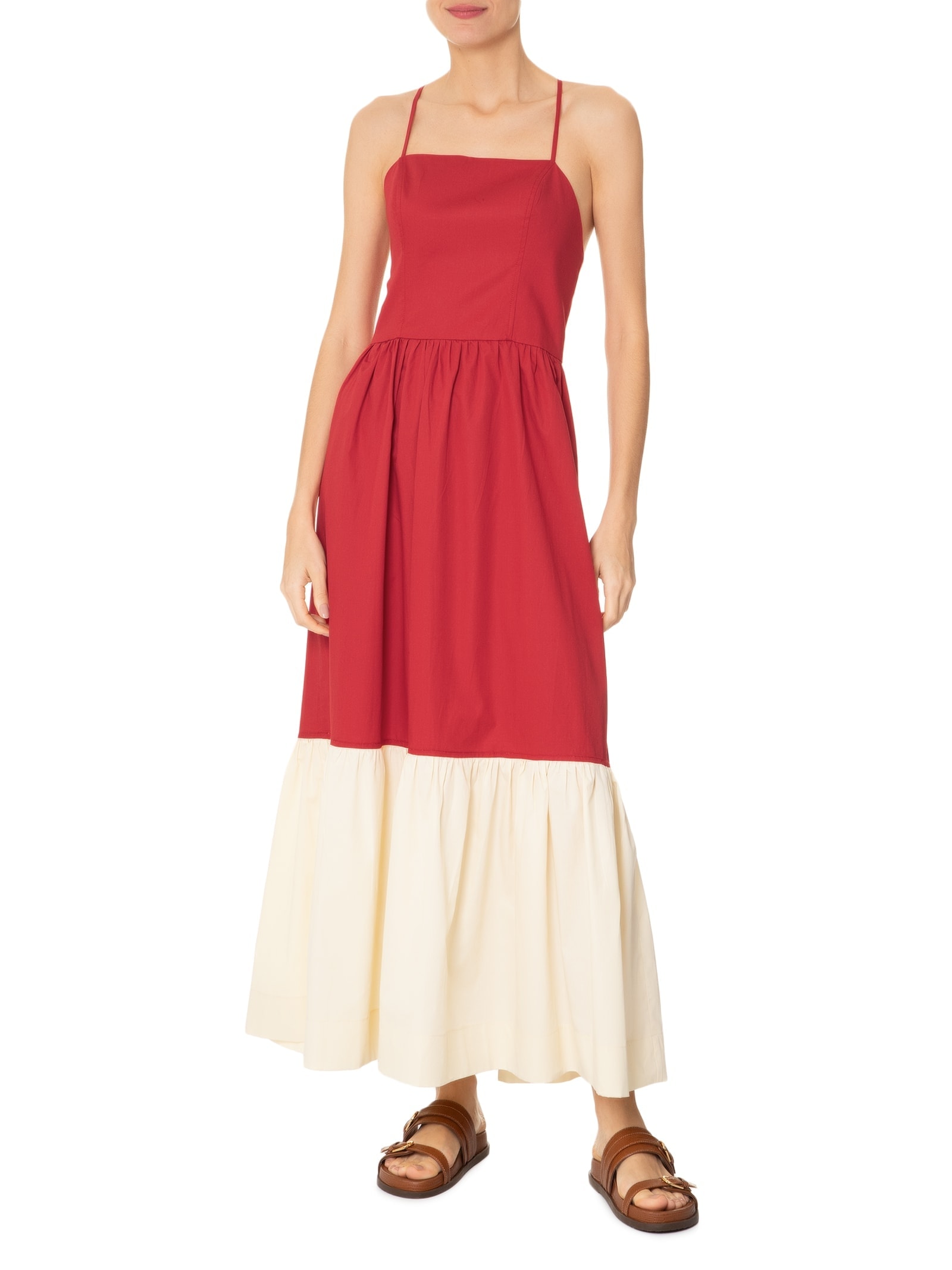 Vestido Longo Bicolor Vermelho Dress To