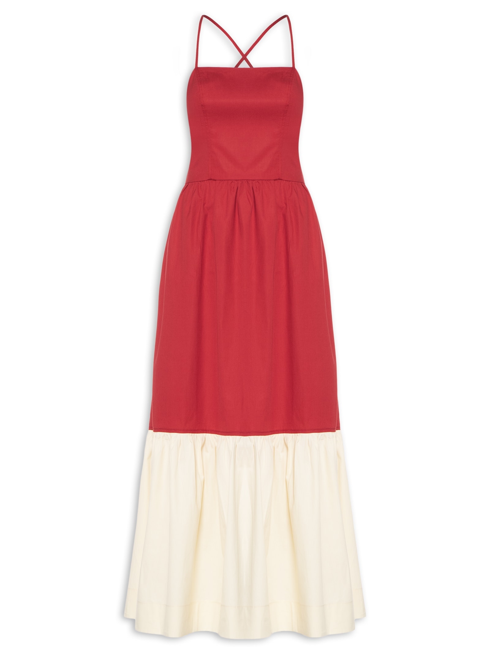 Vestido Longo Bicolor Vermelho Dress To