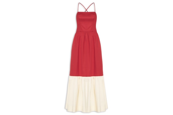 Vestido Longo Bicolor - Vermelho