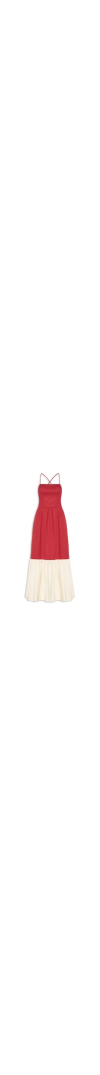 Vestido Longo Bicolor - Vermelho