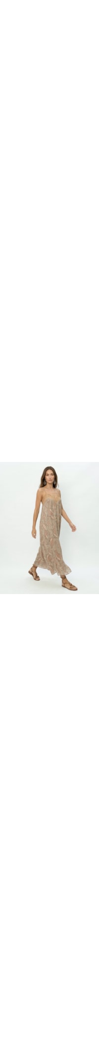 Vestido Longo Bordado Estampa Folk - Rosa
