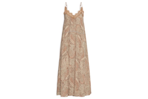 Vestido Longo Bordado Estampa Folk - Rosa