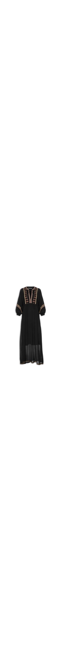 Vestido Longo Bordado Varanasi - Preto