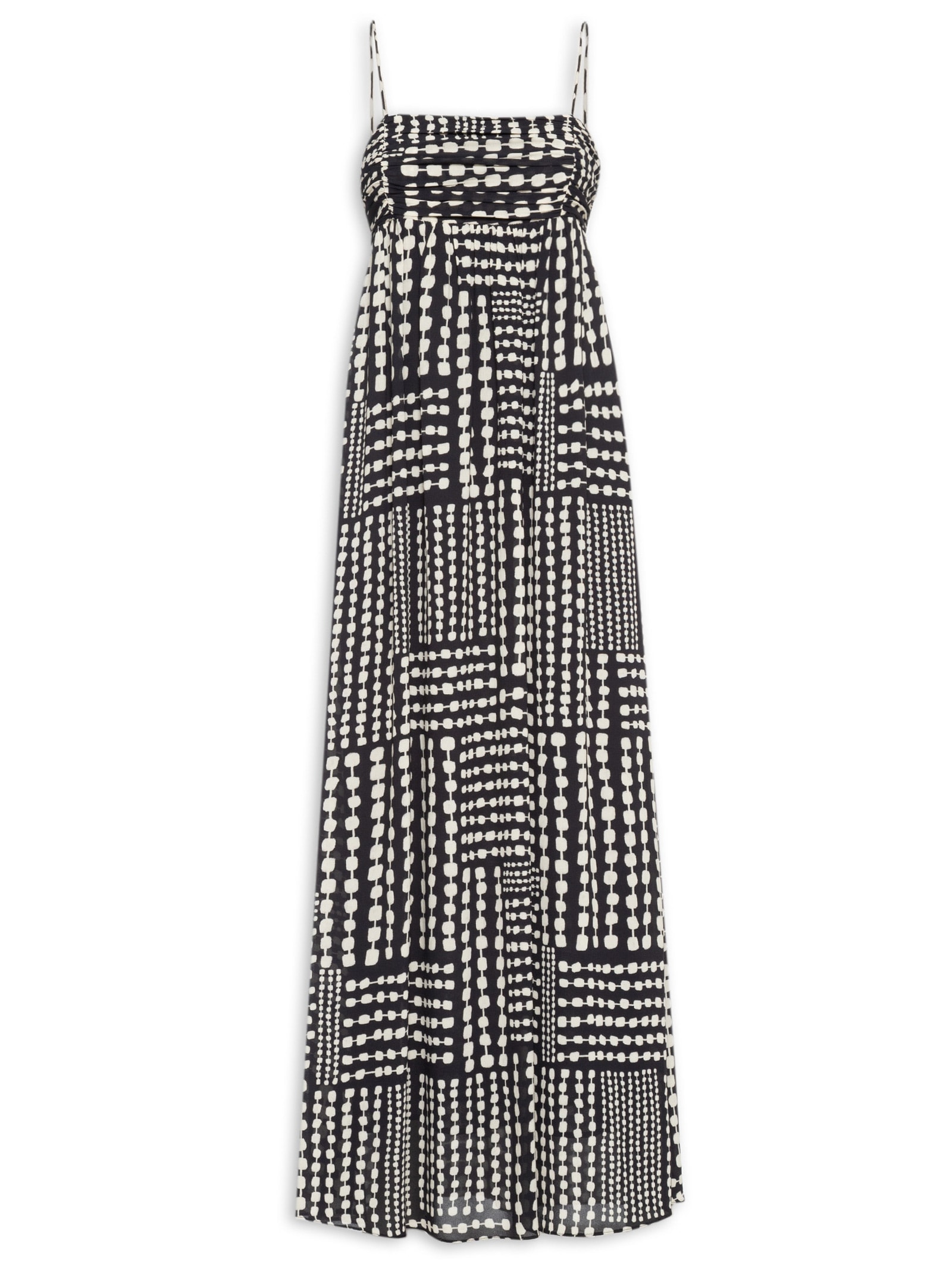Vestido Longo Busto Franzido Corrente PB Preto Animale