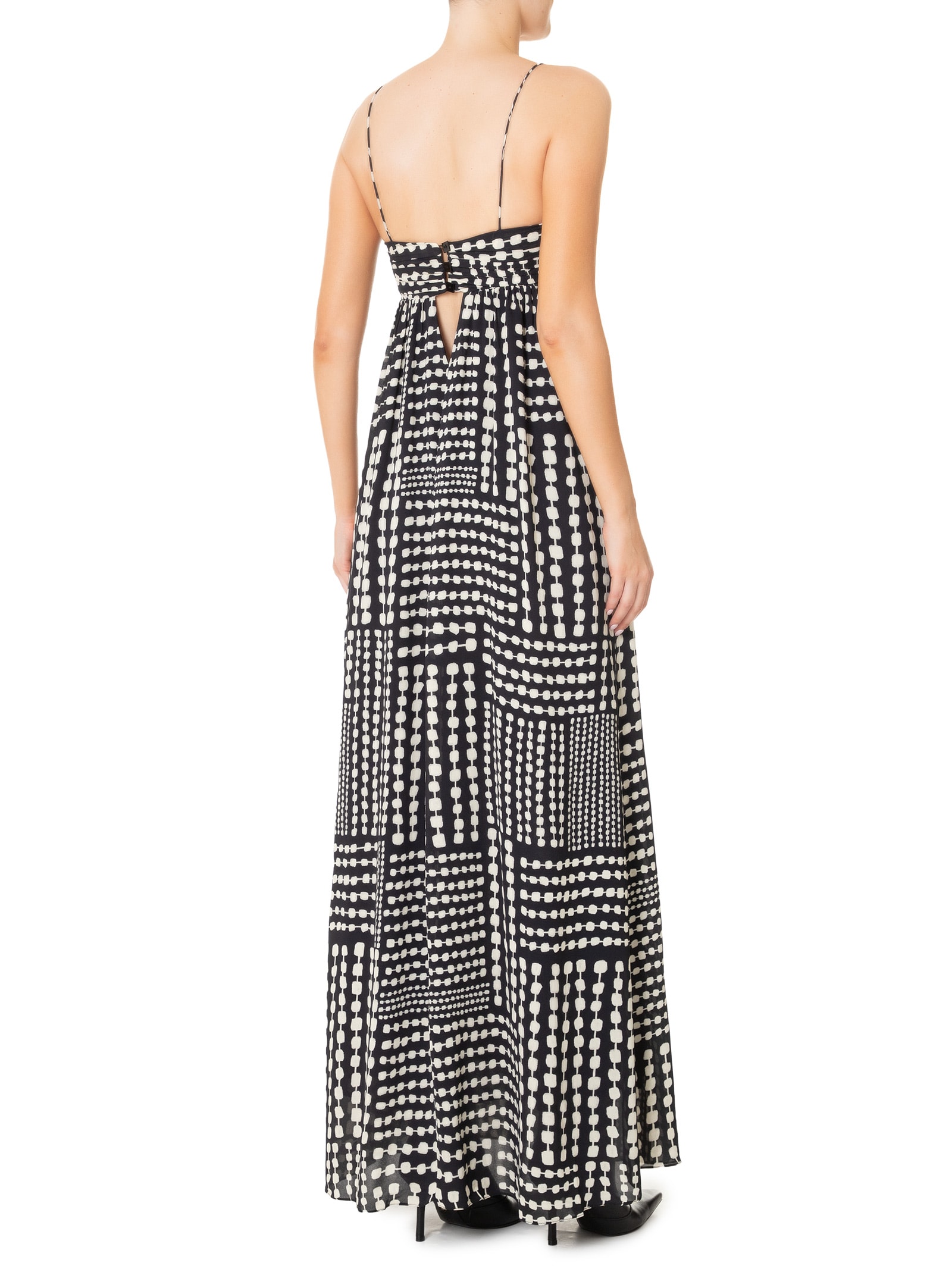 Vestido Longo Busto Franzido Corrente PB Preto Animale