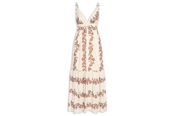 Vestido Longo Cambraia Estampa Inspira - Marrom