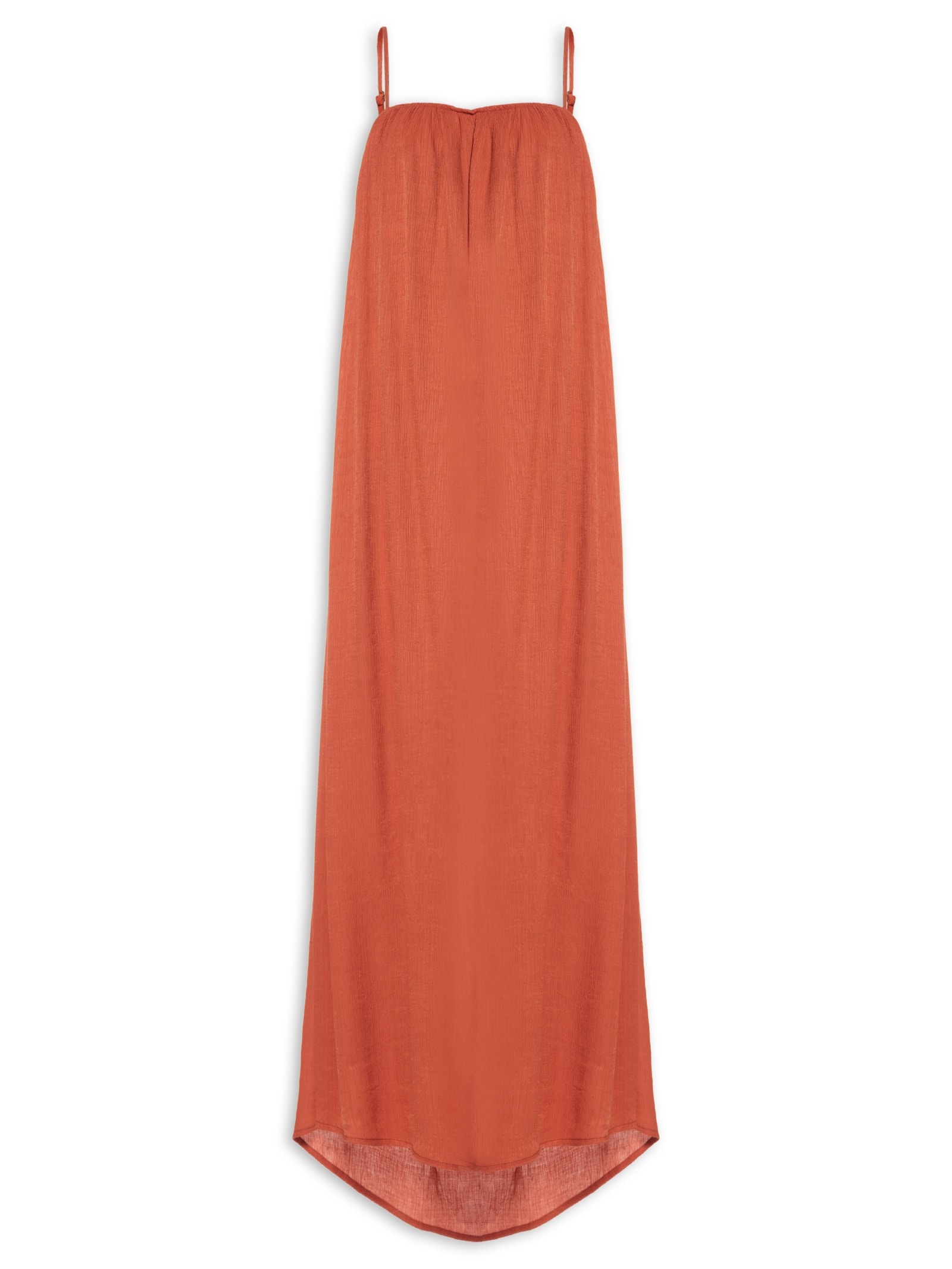 Vestido Longo Cava Reta Marrom Maria Filó