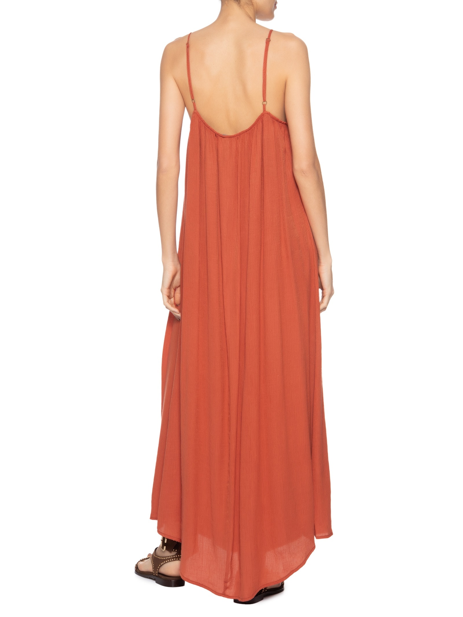 Vestido Longo Cava Reta Marrom Maria Filó