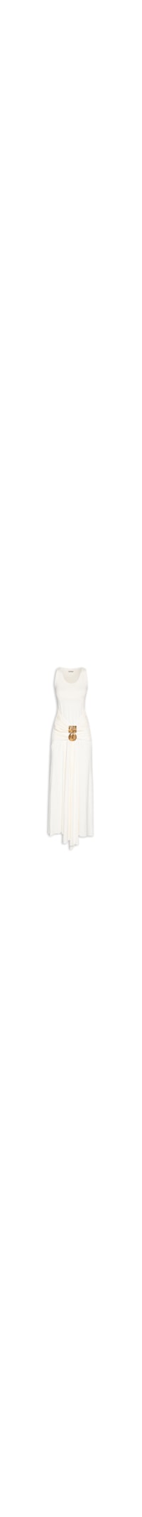 Vestido Longo Com Aviamentos Na Frente - Branco