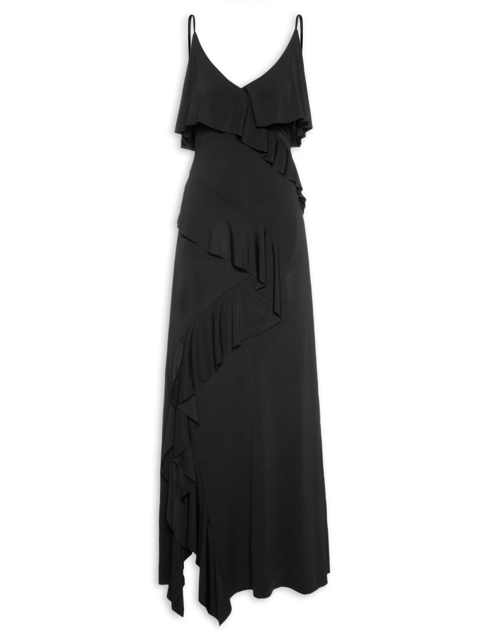 Vestido Longo Com Babados Preto '2Essential