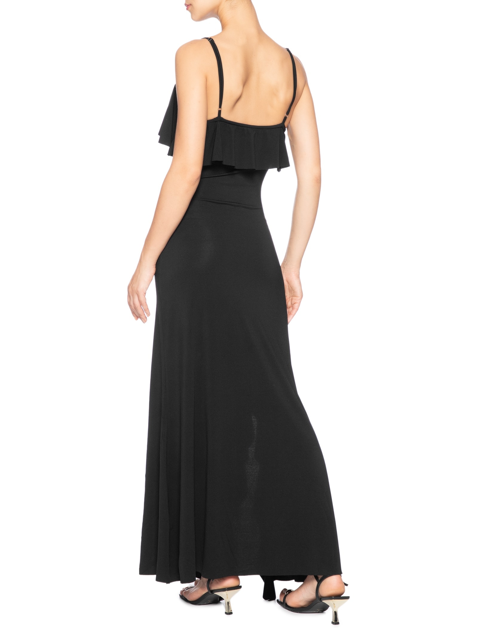 Vestido Longo Com Babados Preto '2Essential