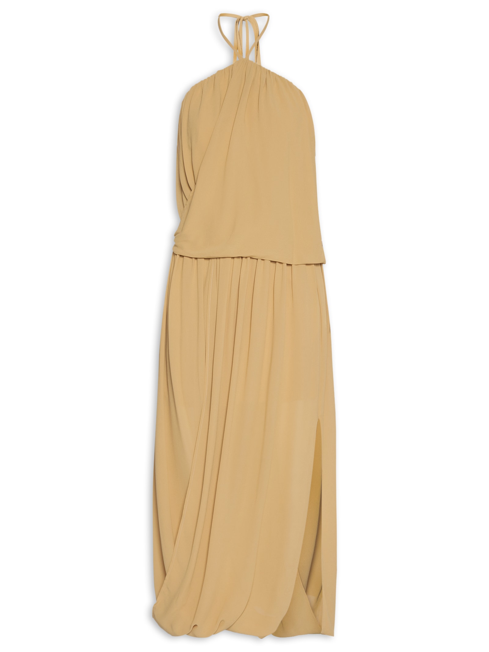 Vestido Longo Com Detalhes – Amarelo Open