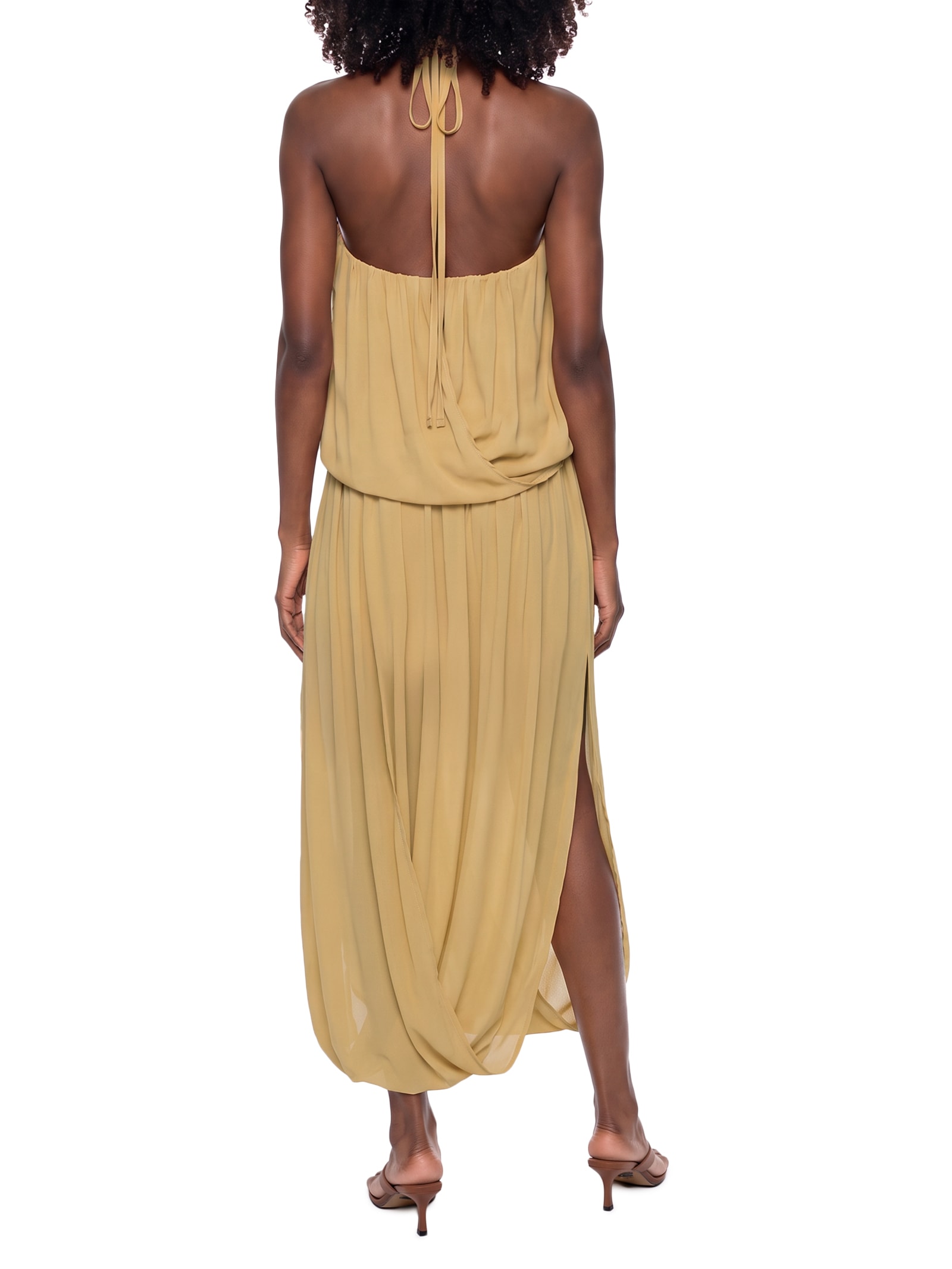 Vestido Longo Com Detalhes – Amarelo Open