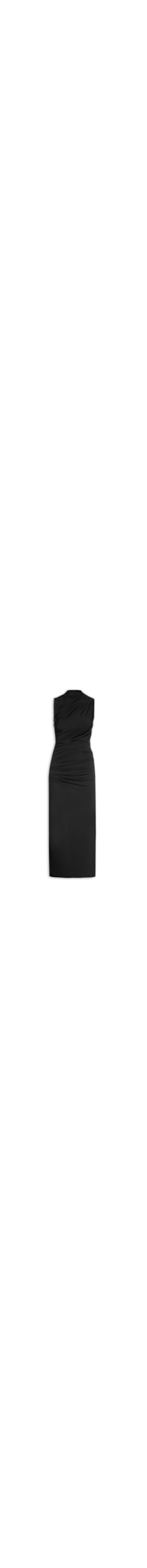 Vestido Longo Com Drapeado Lateral - Preto