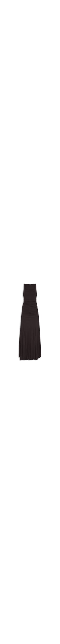Vestido Longo com Drapeado - Marrom