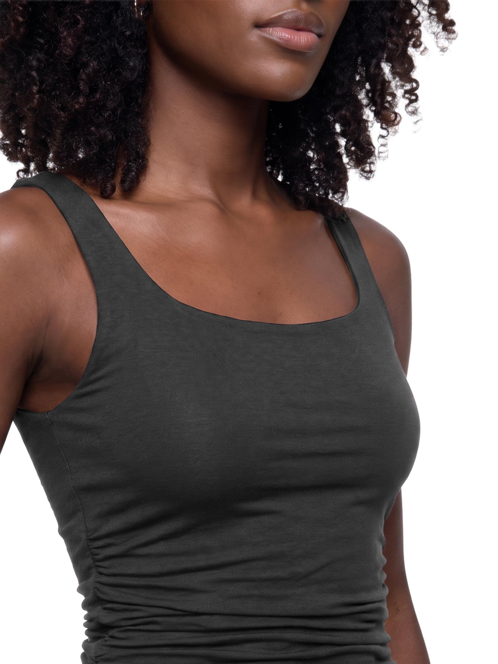 Vestido Longo com Drapeado Preto Lança Perfume