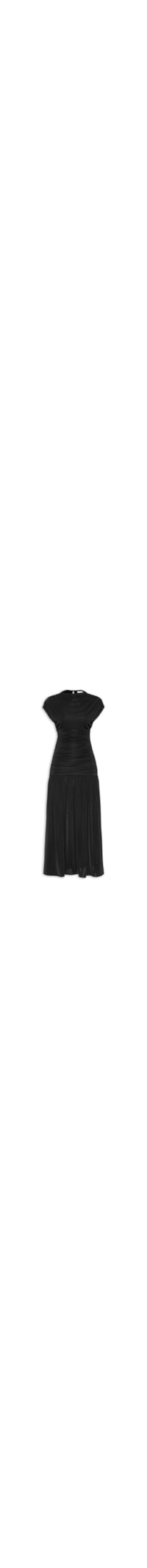 Vestido Longo Com Drapeados Em Malha Jersey - Preto