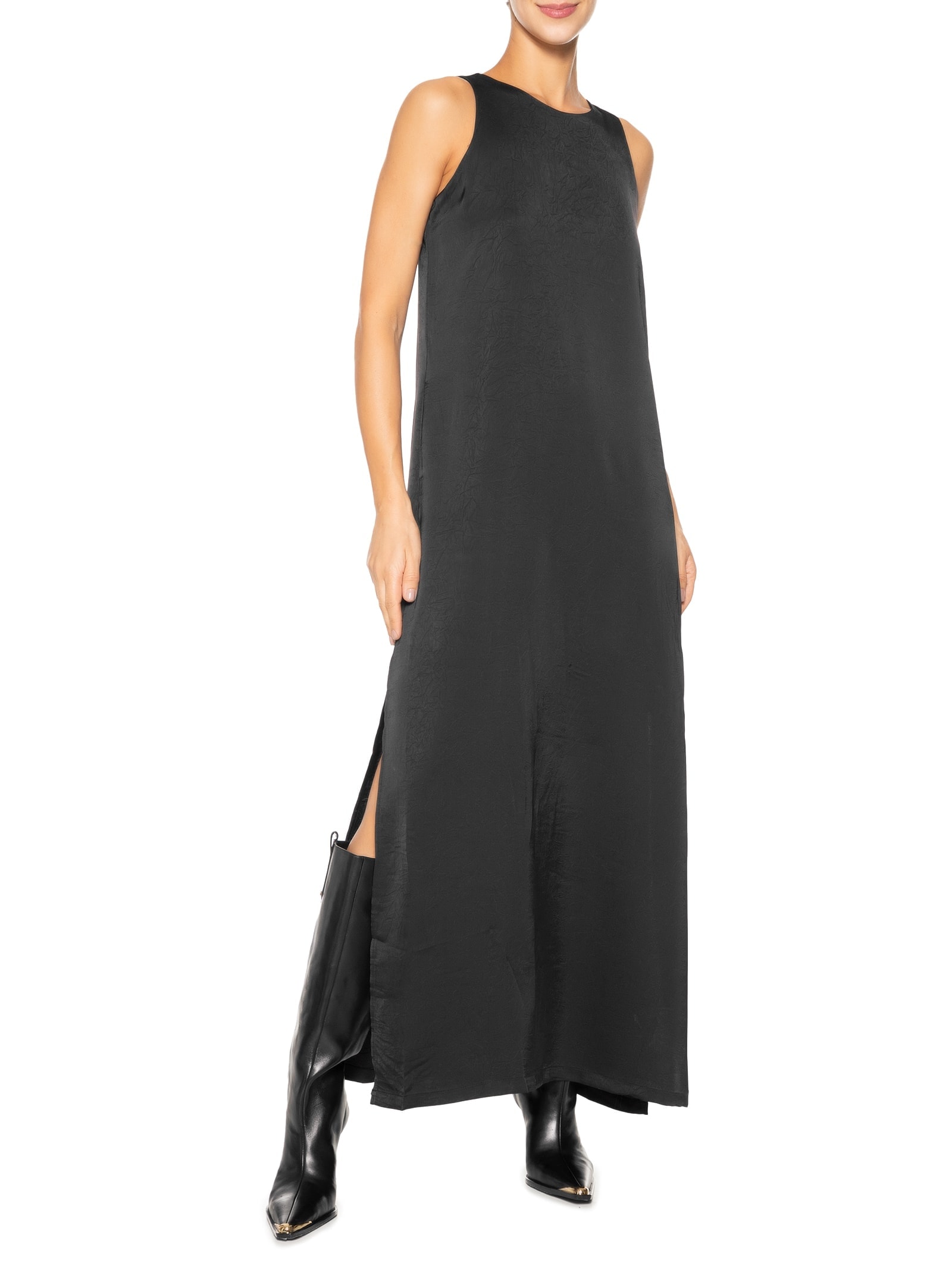 Vestido Longo Com Fenda Lateral Preto '2Essential