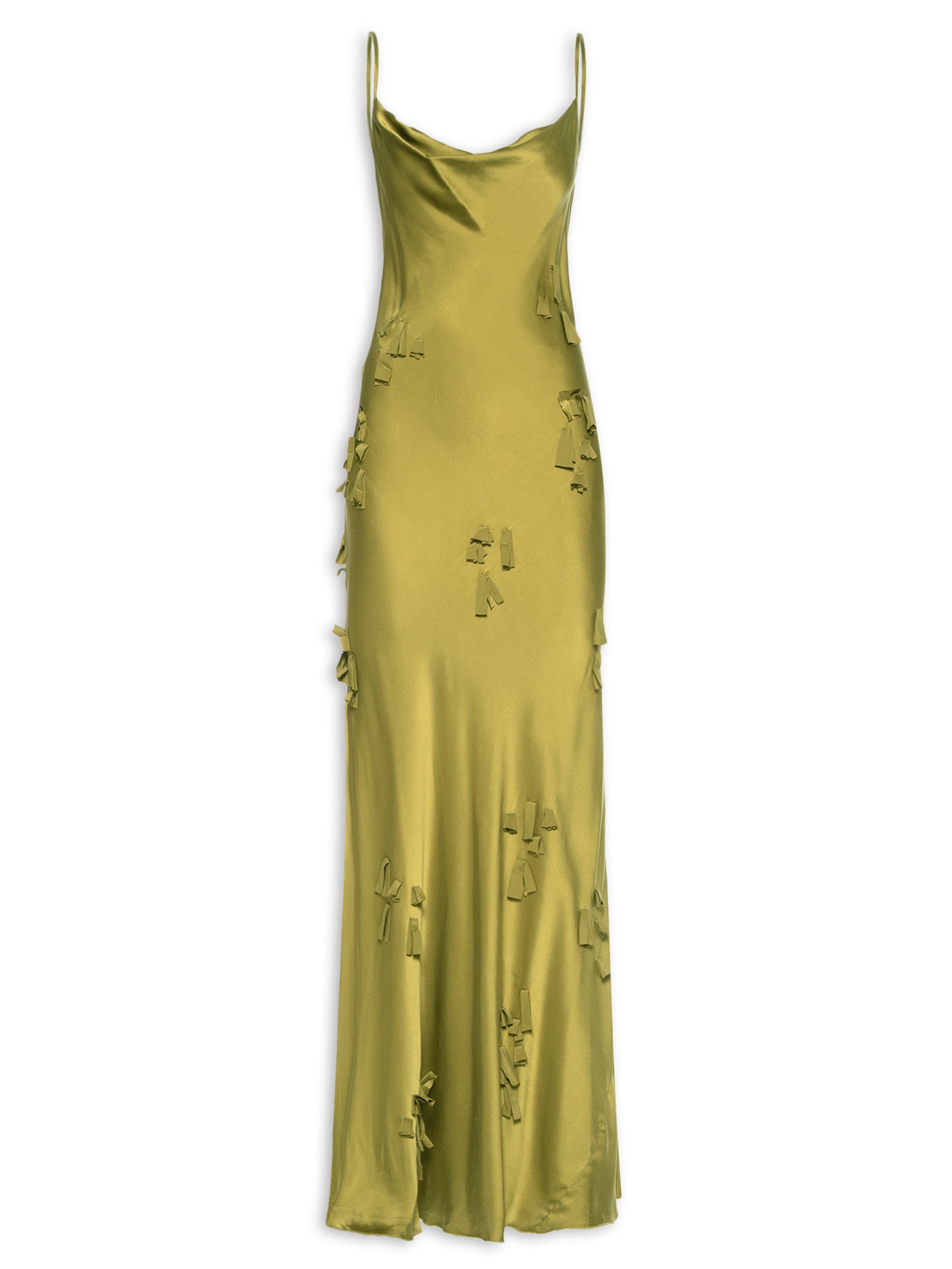 Vestido Longo Com Flores Caídas Verde Animale