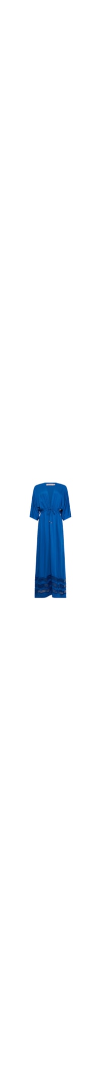Vestido Longo Com Guipuire Ola - Azul