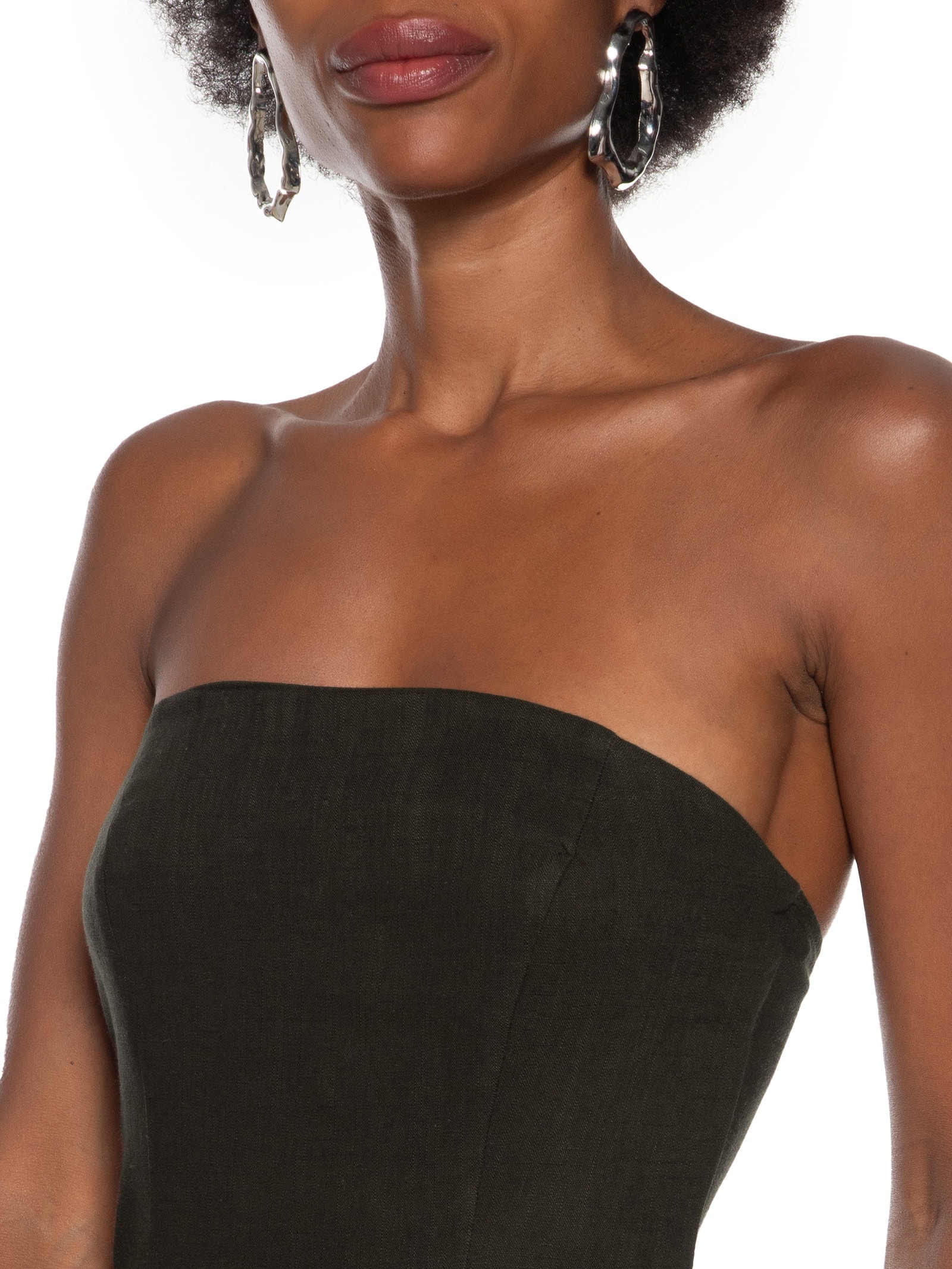 Vestido Longo Com Linho Marrom My Favorite