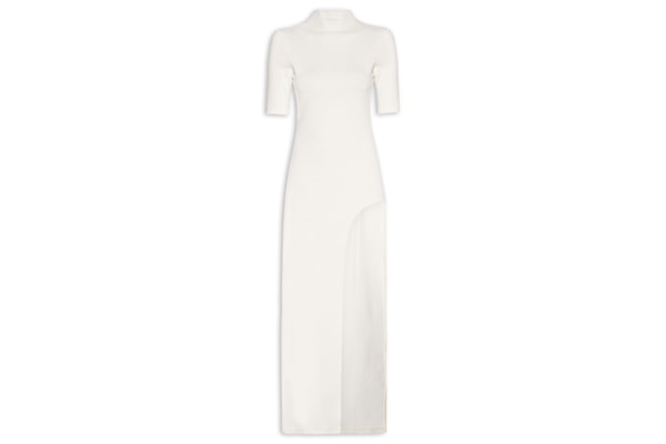 Vestido Longo Com Manga - Off White