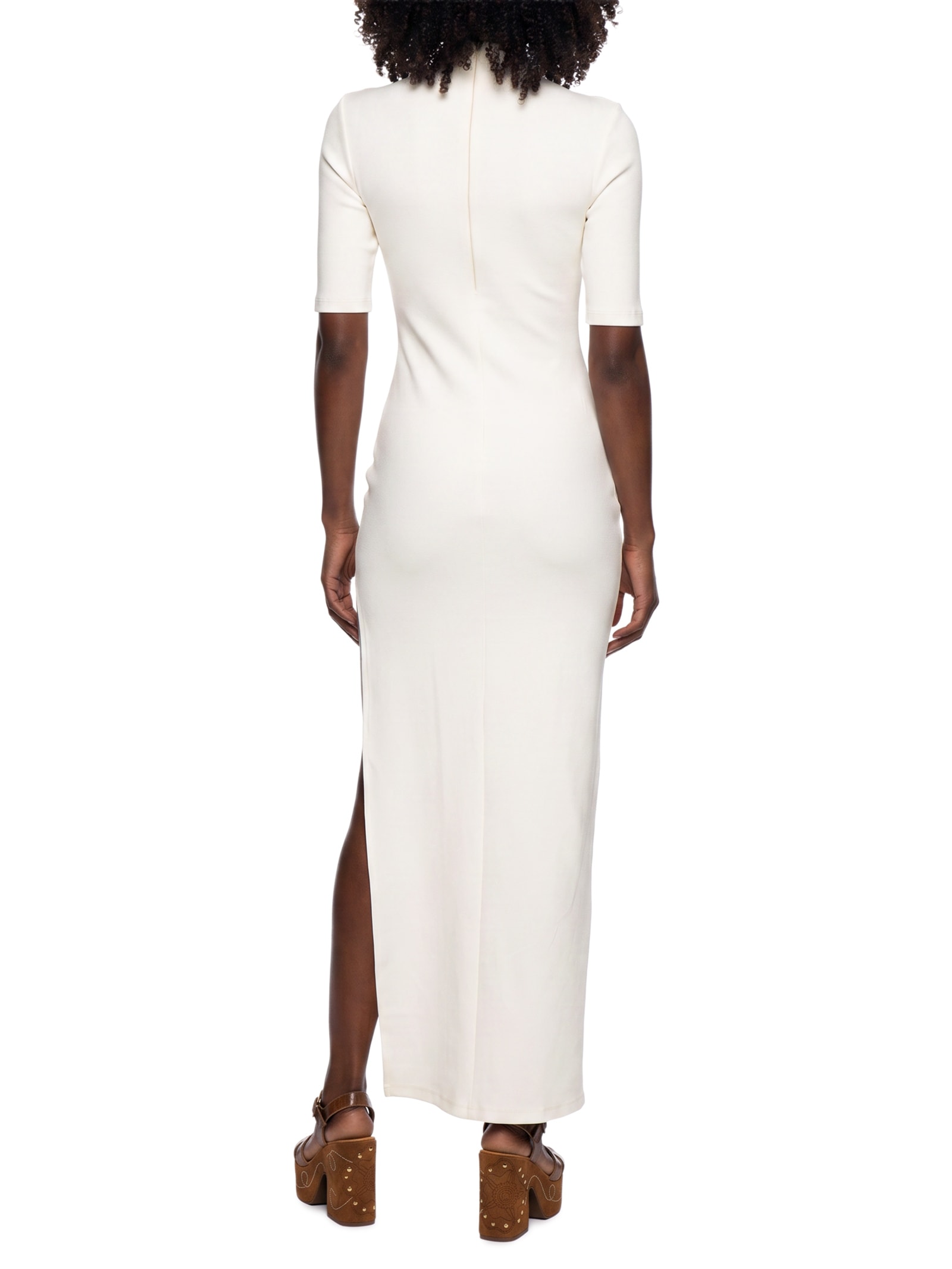 Vestido Longo Com Manga Off White Lança Perfume