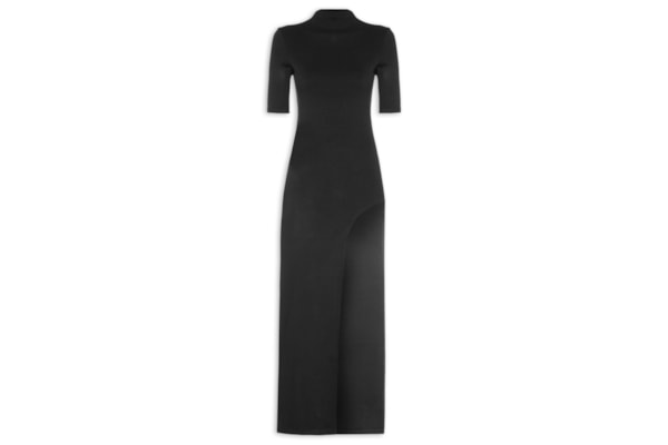 Vestido Longo Com Manga - Preto