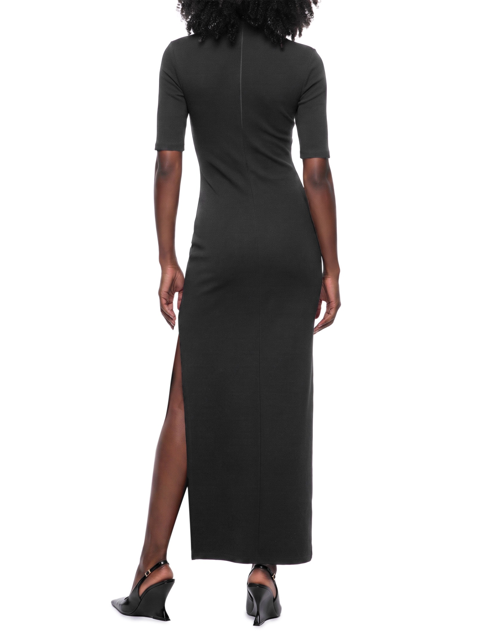 Vestido Longo Com Manga Preto Lança Perfume