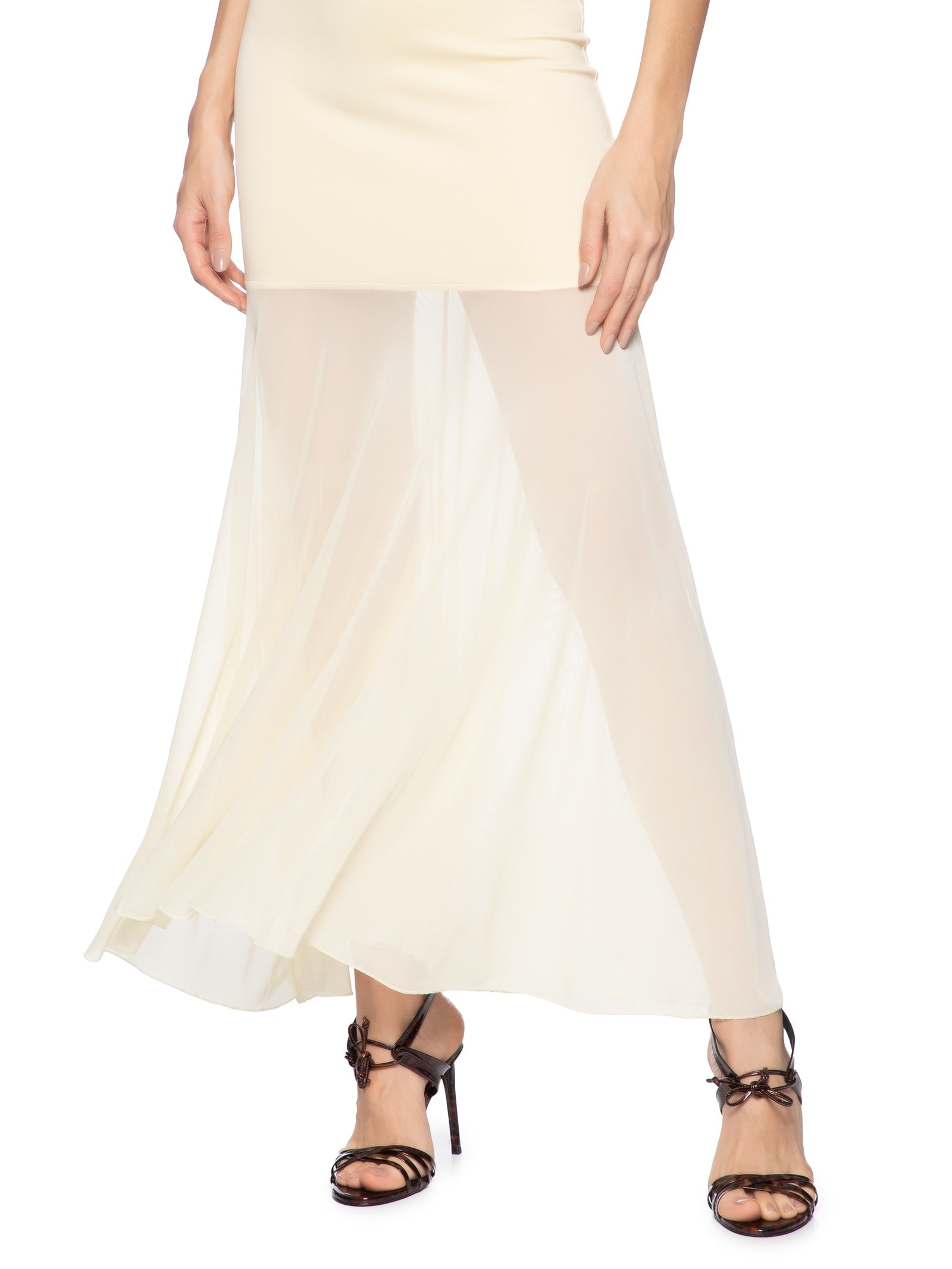 Vestido Longo com Transparência Amarelo Market 33