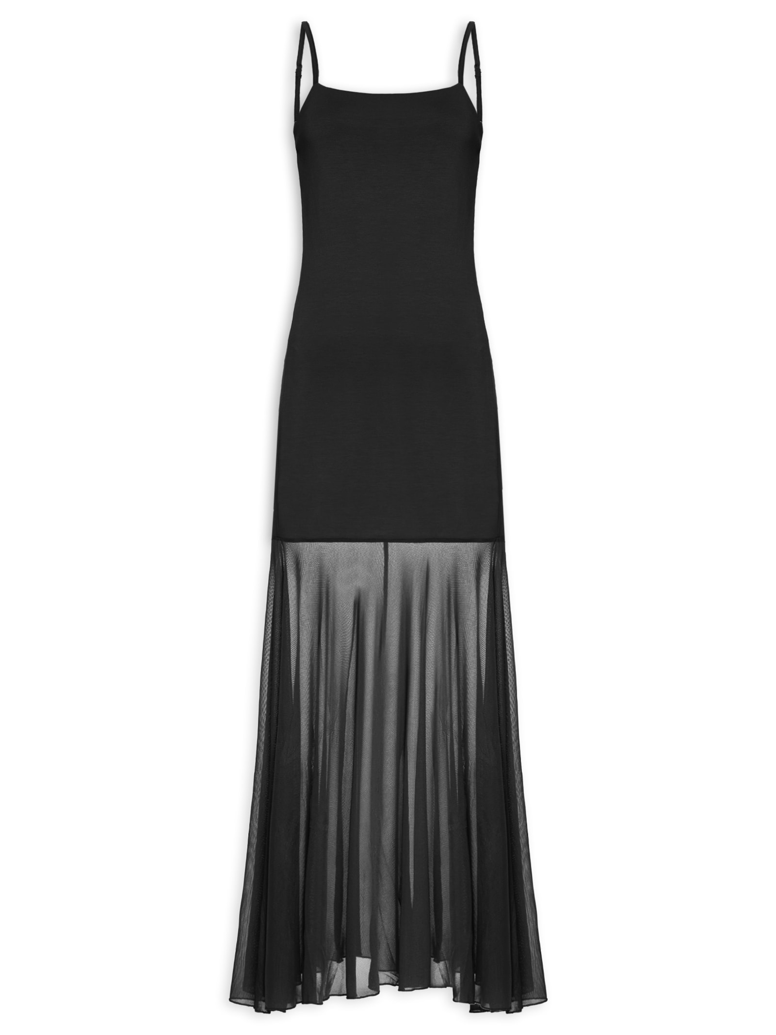 Vestido Longo com Transparência Preto Market 33