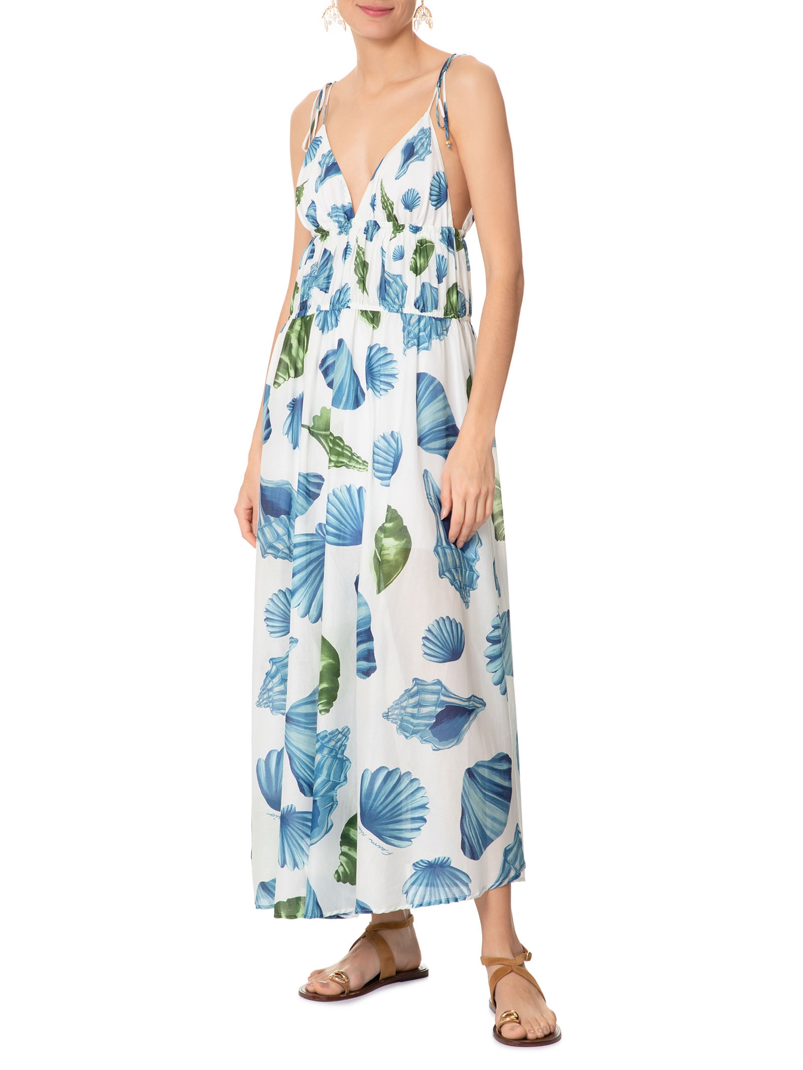 Vestido Longo Concha Litoral Branco Farm