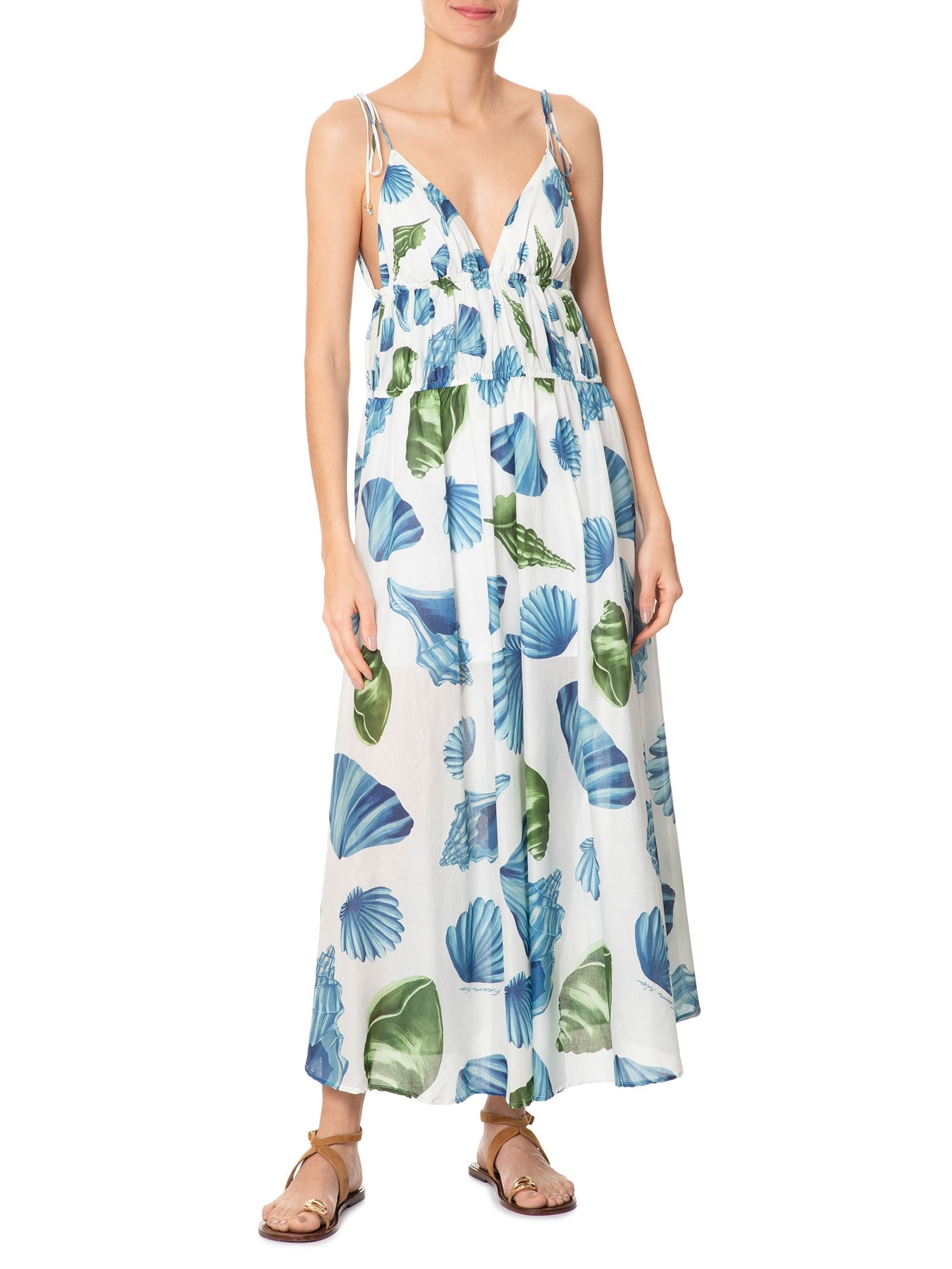 Vestido Longo Concha Litoral Branco Farm