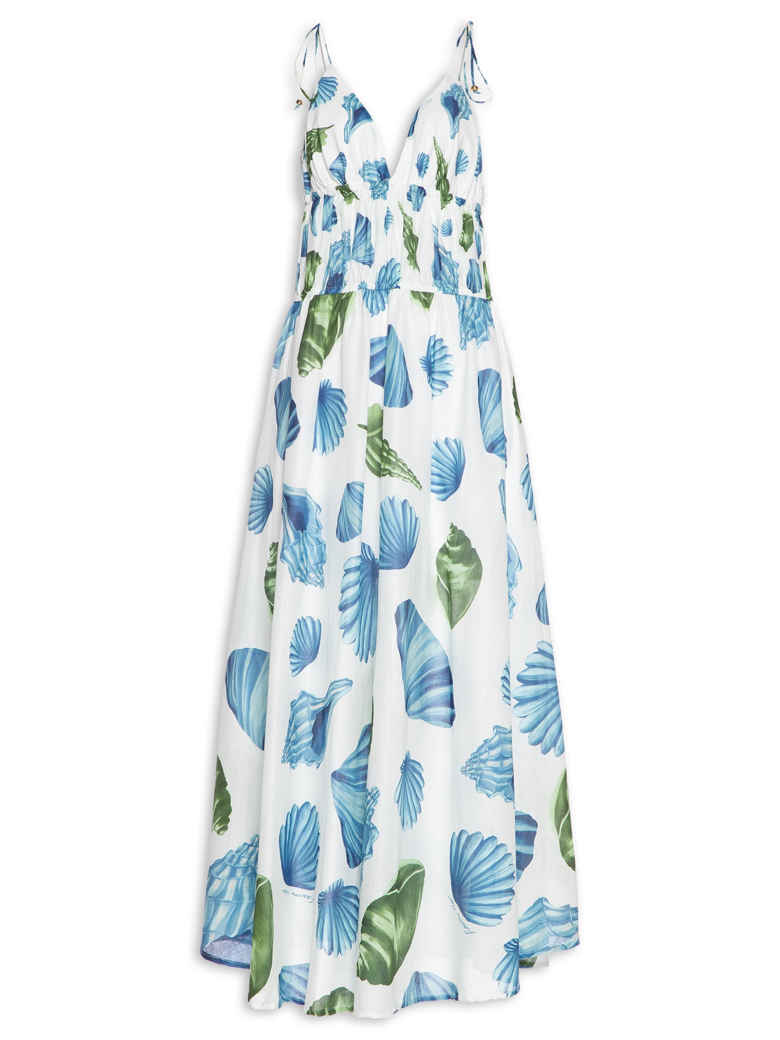 Vestido Longo Concha Litoral Branco Farm