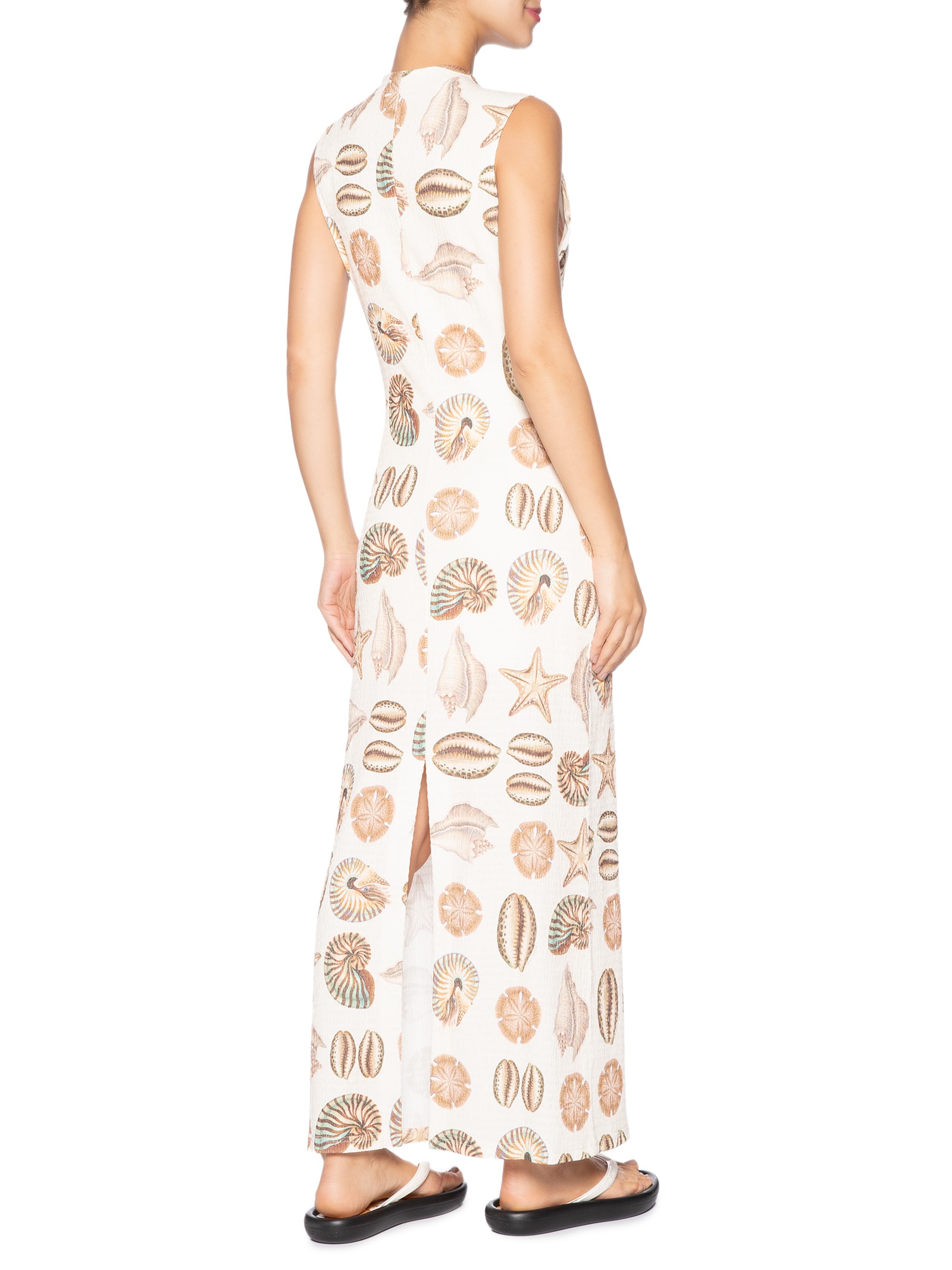 Vestido Longo Conchas Importado Bege Farm