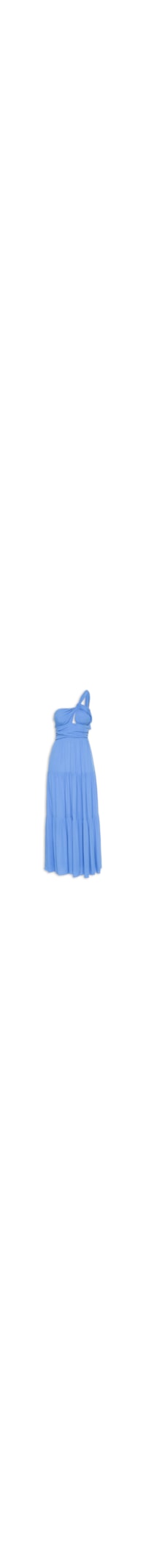 Vestido Longo Crepe Alça Diagonal - Azul