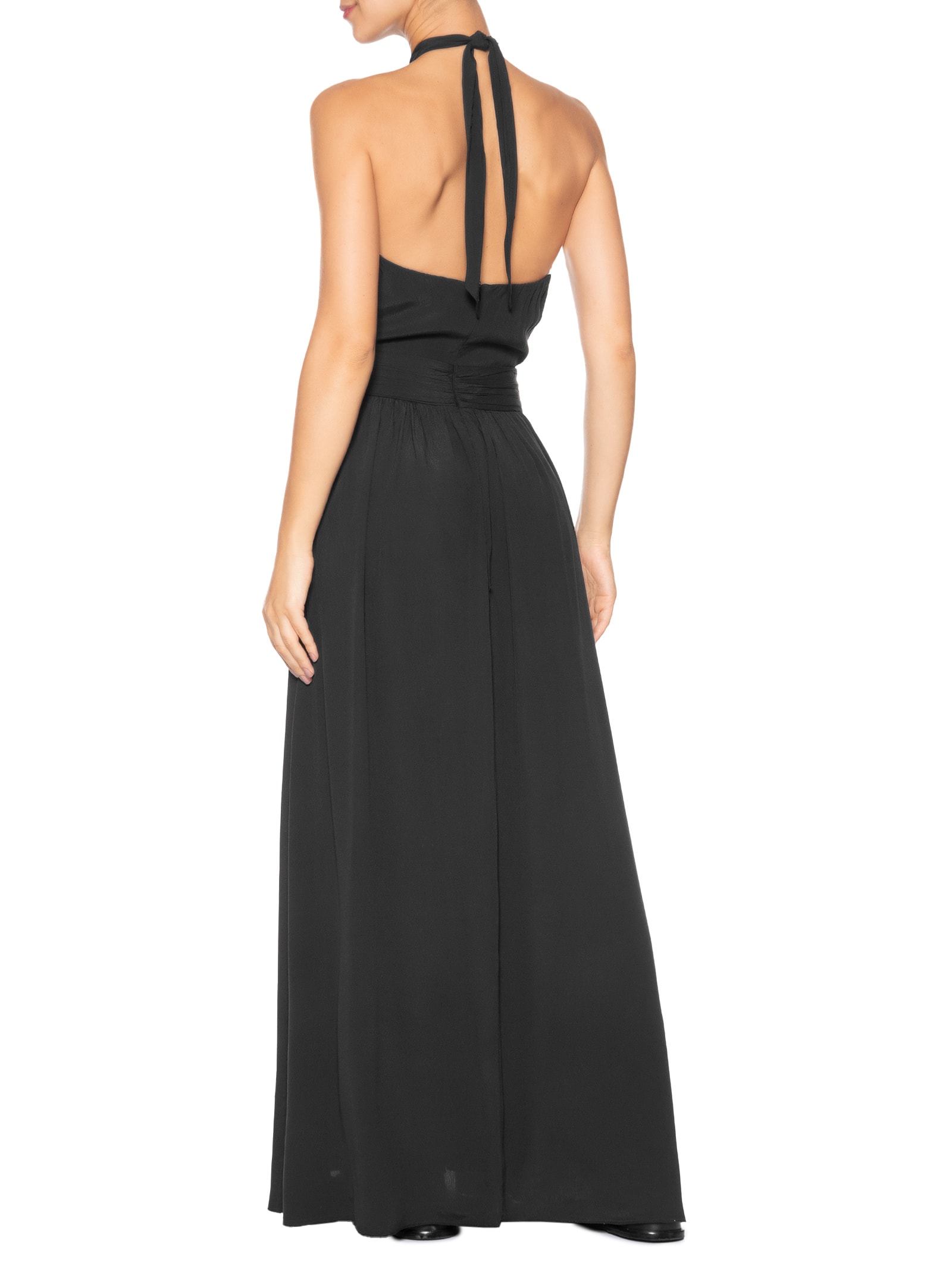 Vestido Longo Crepe Detalhe Concha Preto Dress To