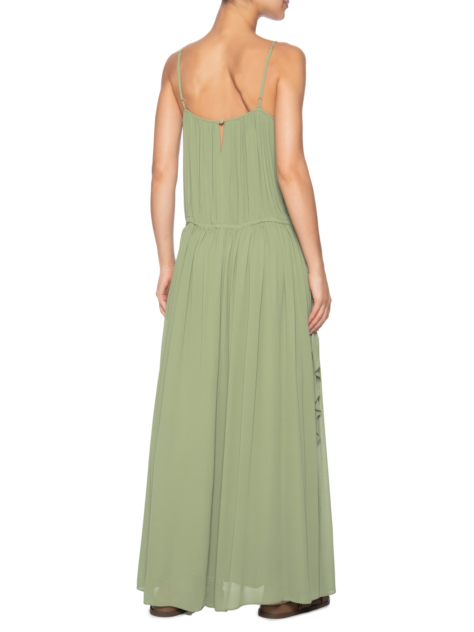 Vestido Longo Crepe Drapeado Verde Dress To