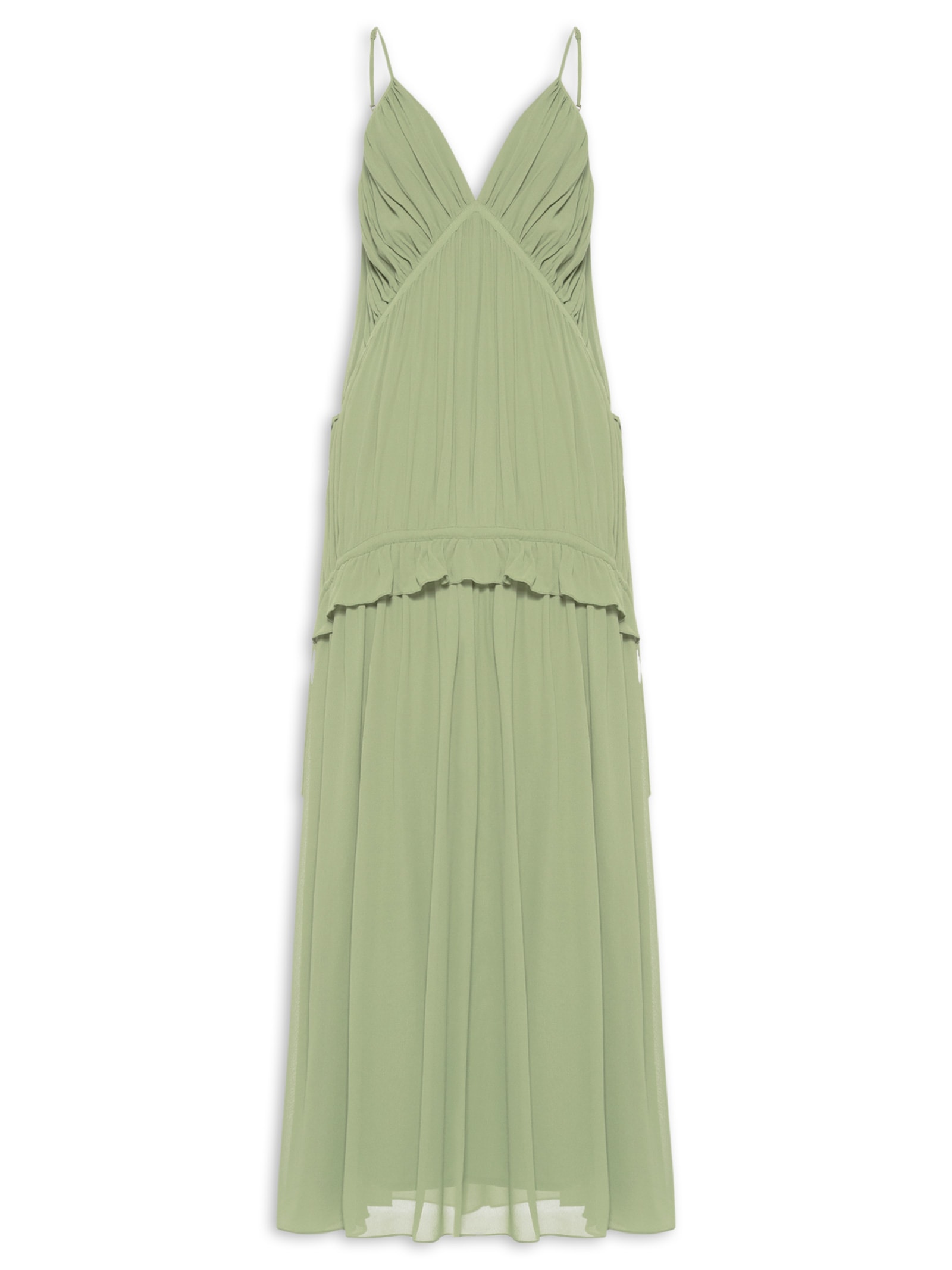 Vestido Longo Crepe Drapeado Verde Dress To