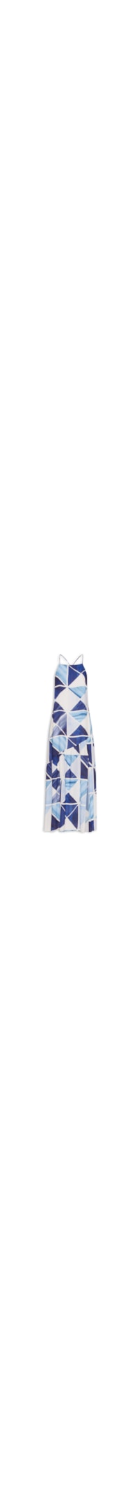 Vestido Longo Crepe Estampa Mosaico - Azul