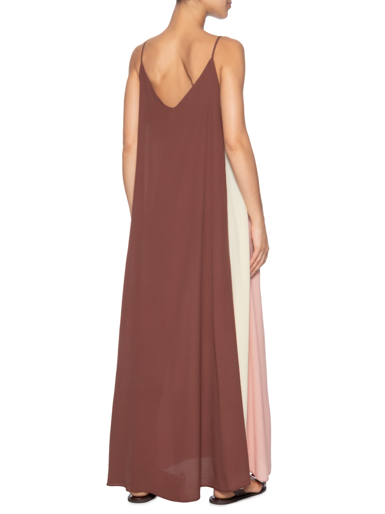 Vestido Longo Crepe Recortes Color Marrom Dress To