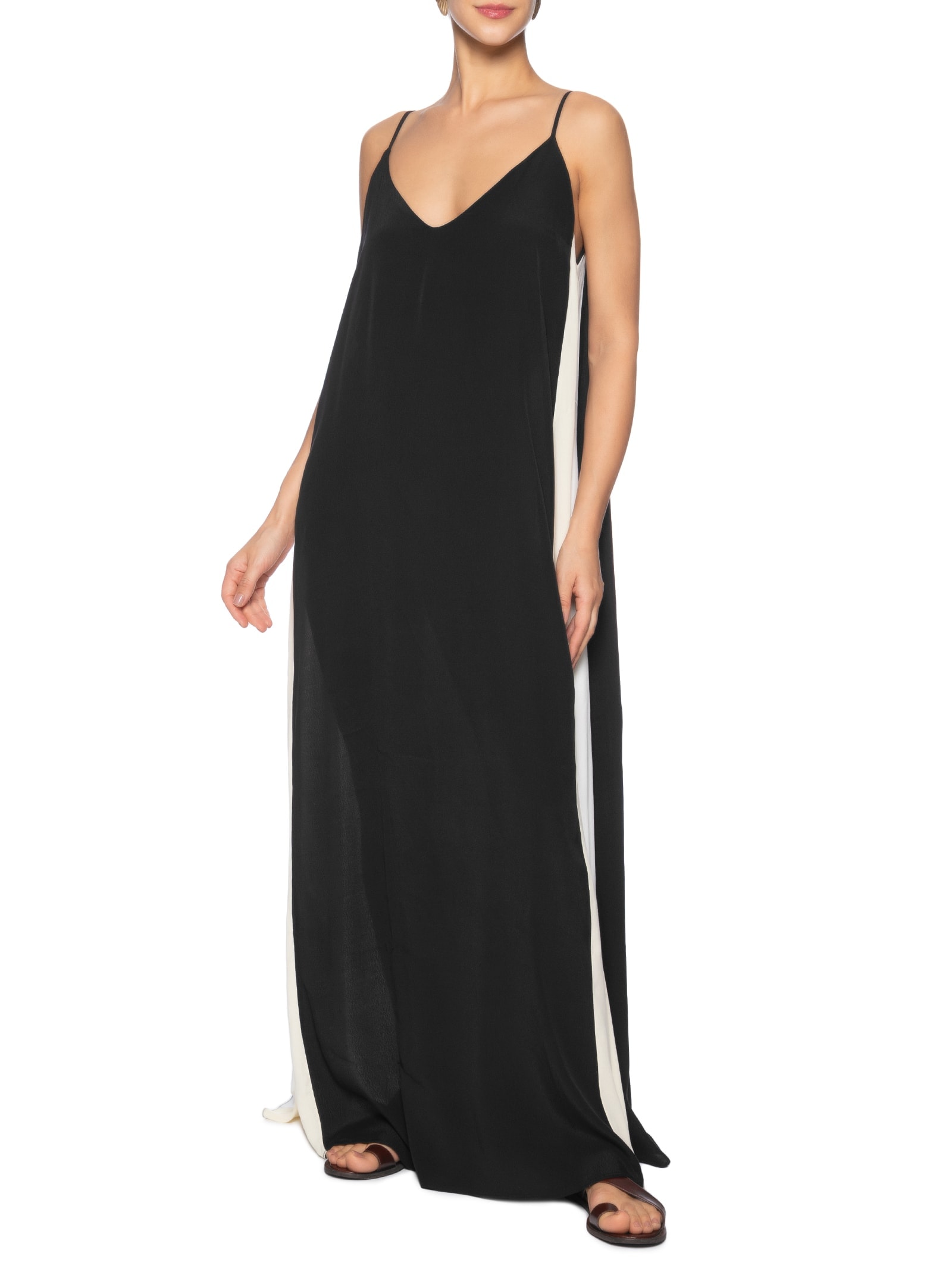 Vestido Longo Crepe Recortes Color Preto Dress To