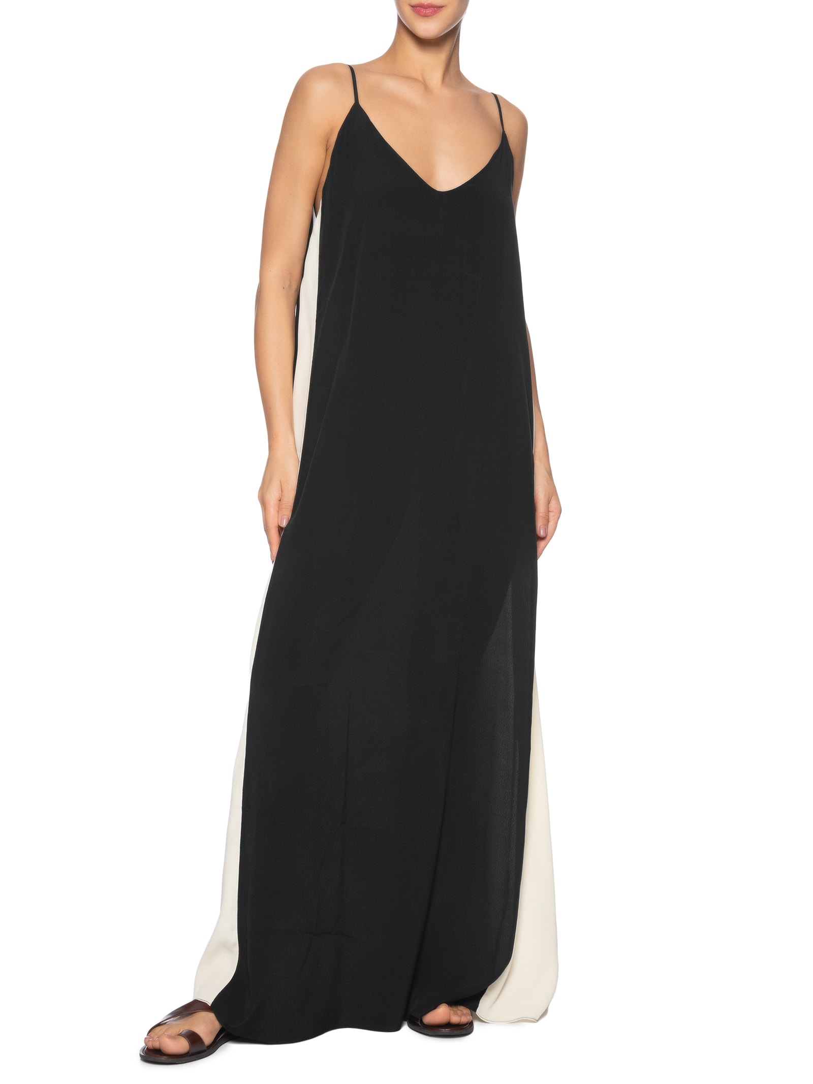 Vestido Longo Crepe Recortes Color Preto Dress To