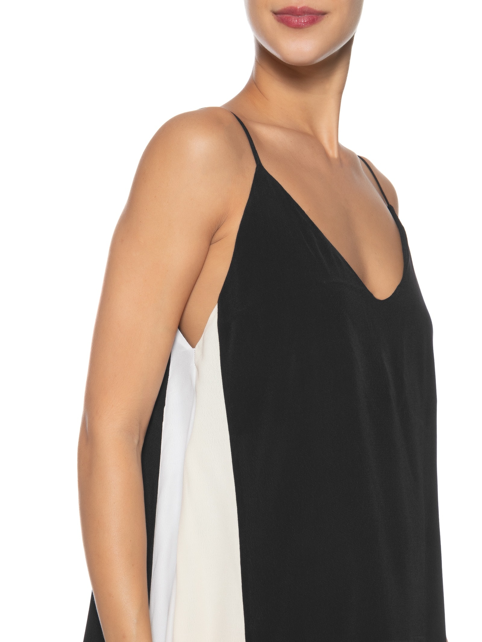 Vestido Longo Crepe Recortes Color Preto Dress To