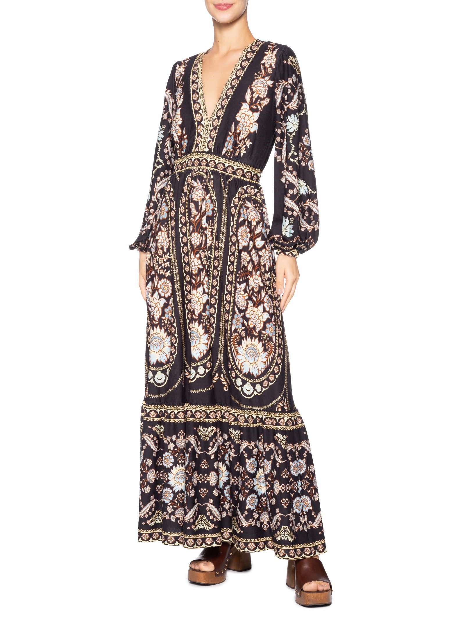 Vestido Longo Daniela Preto Farm