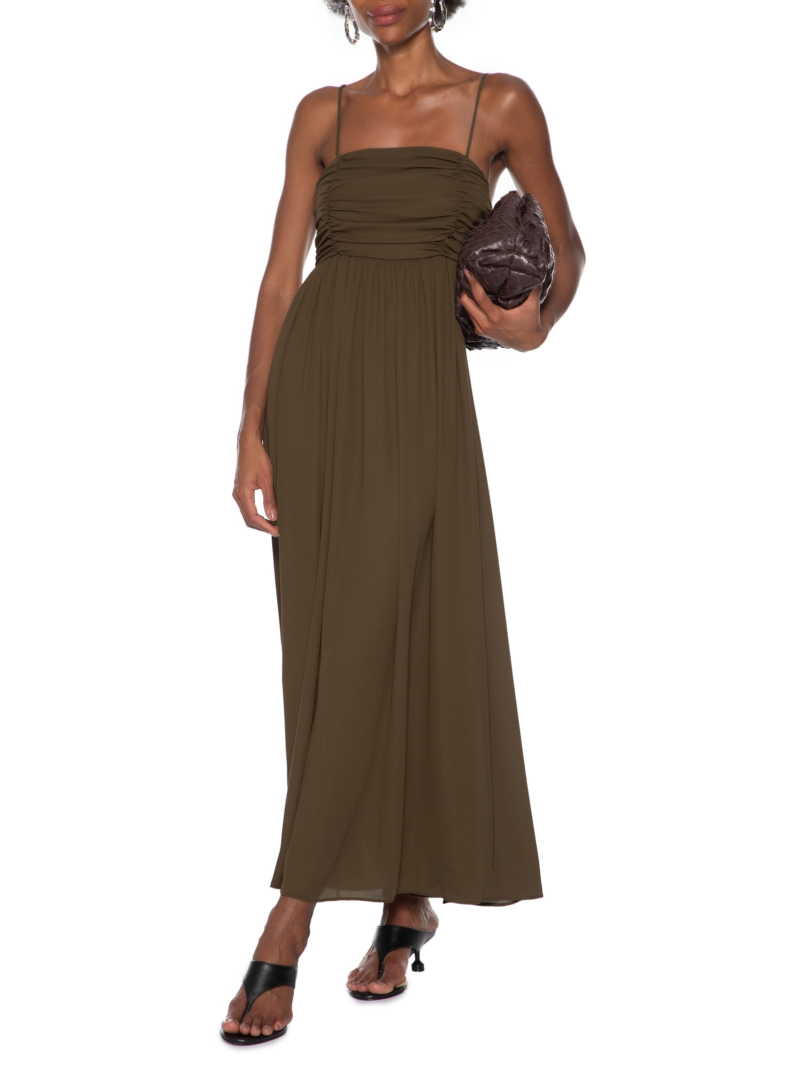 Vestido Longo De Alça Amplo Marrom My Favorite