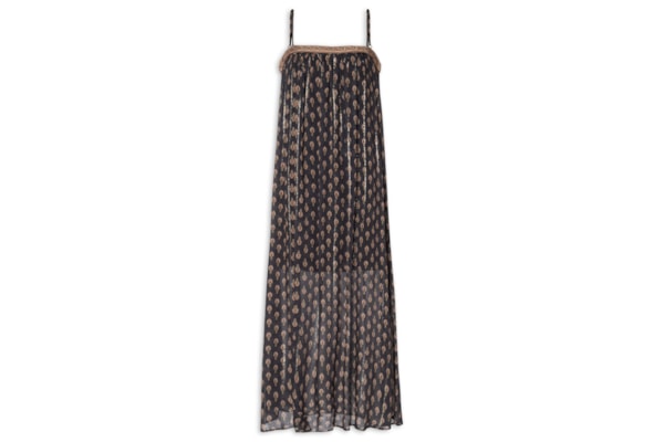 Vestido Longo de Alça Estampa Jasmim - Preto