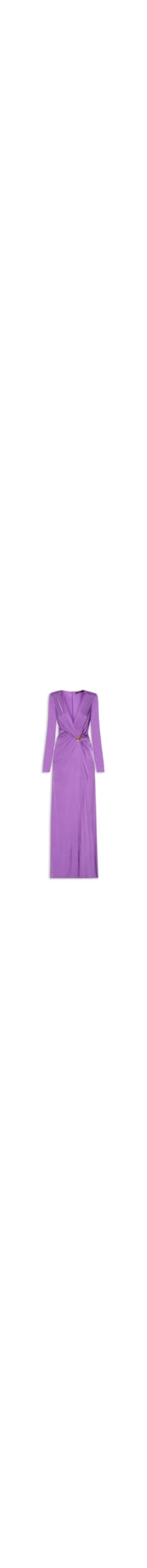 Vestido Longo De Jersey Com Recortes E Manga Longa - Roxo