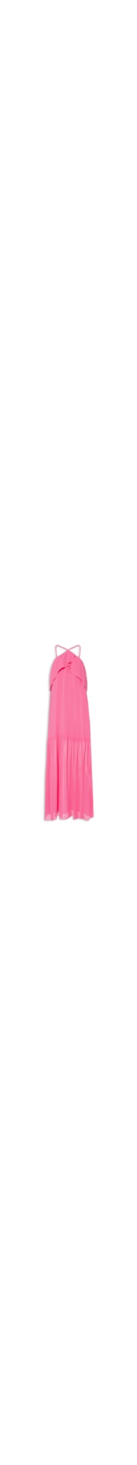 Vestido Longo Decote Babados - Rosa